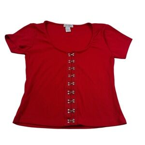 Vintage Y2K 90s Love Streak Red Crop Top Corset